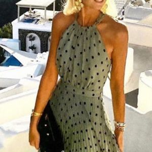 Stylish Backless Green Polka Dot Dress
